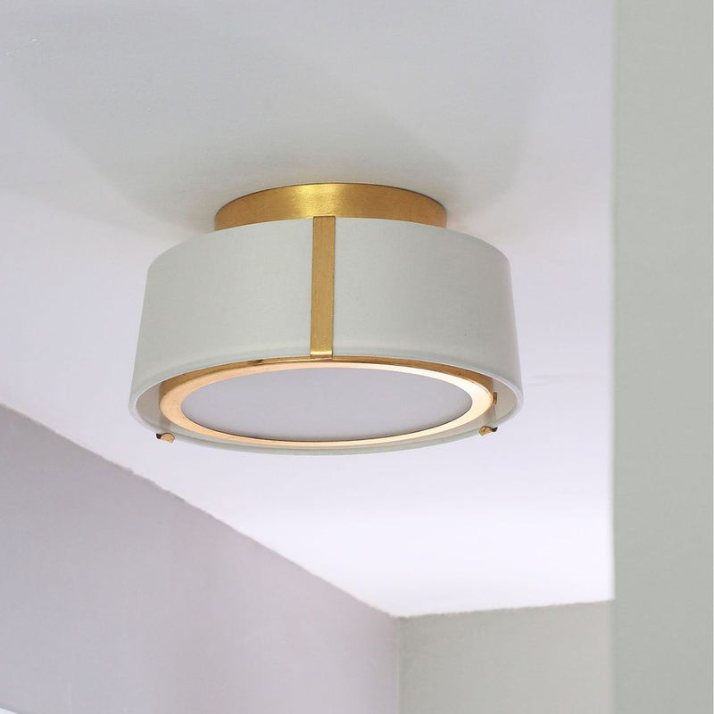 Fulton 2 Light 12" Semi Flush Mount in Antique Gold in a room setting