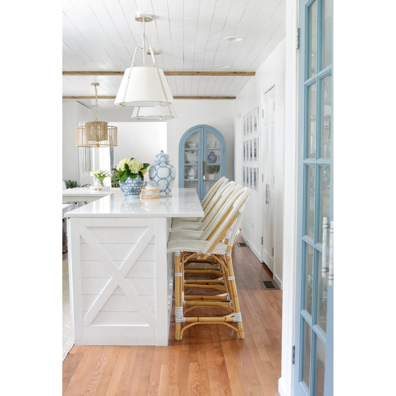 Fulton 3 Light 20" Pendant in Polished Nickel in a room setting