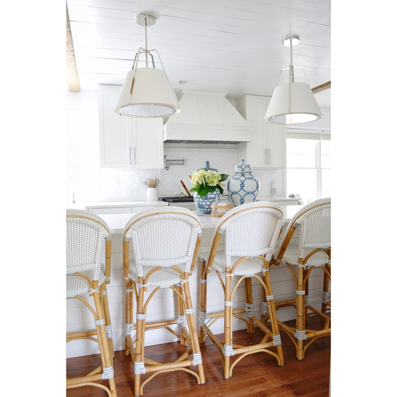Fulton 3 Light 20" Pendant in Polished Nickel in a room setting