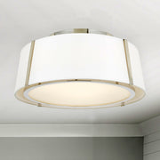 Fulton 3 Light 18" Semi Flush Mount in Polished Nickel in a room setting