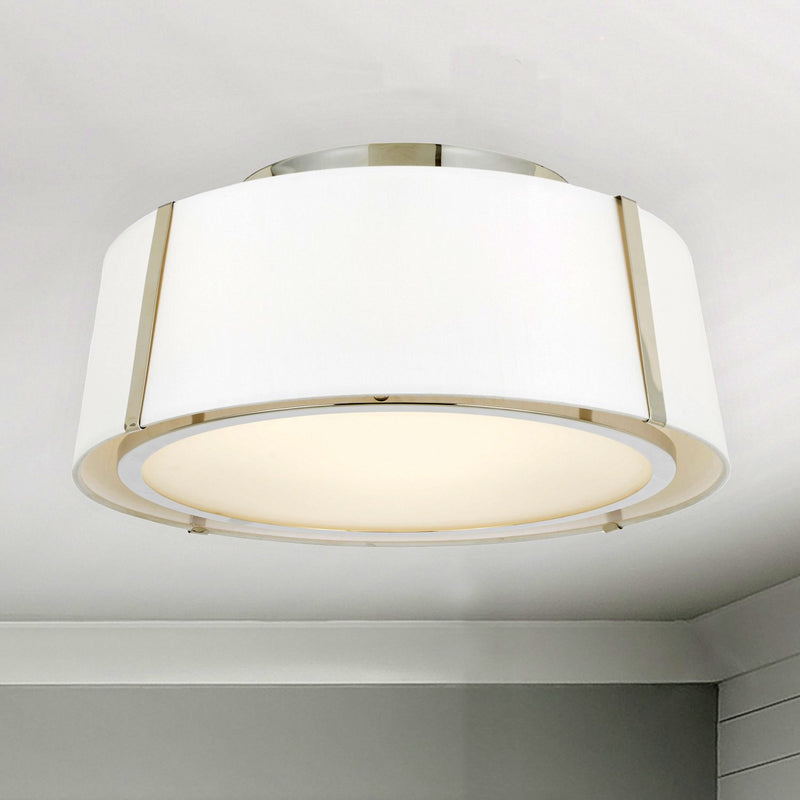Fulton 3 Light 18" Semi Flush Mount in Polished Nickel in a room setting