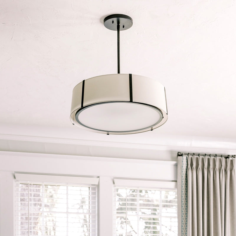 Fulton 6 Light 24" Pendant in Black in a room setting