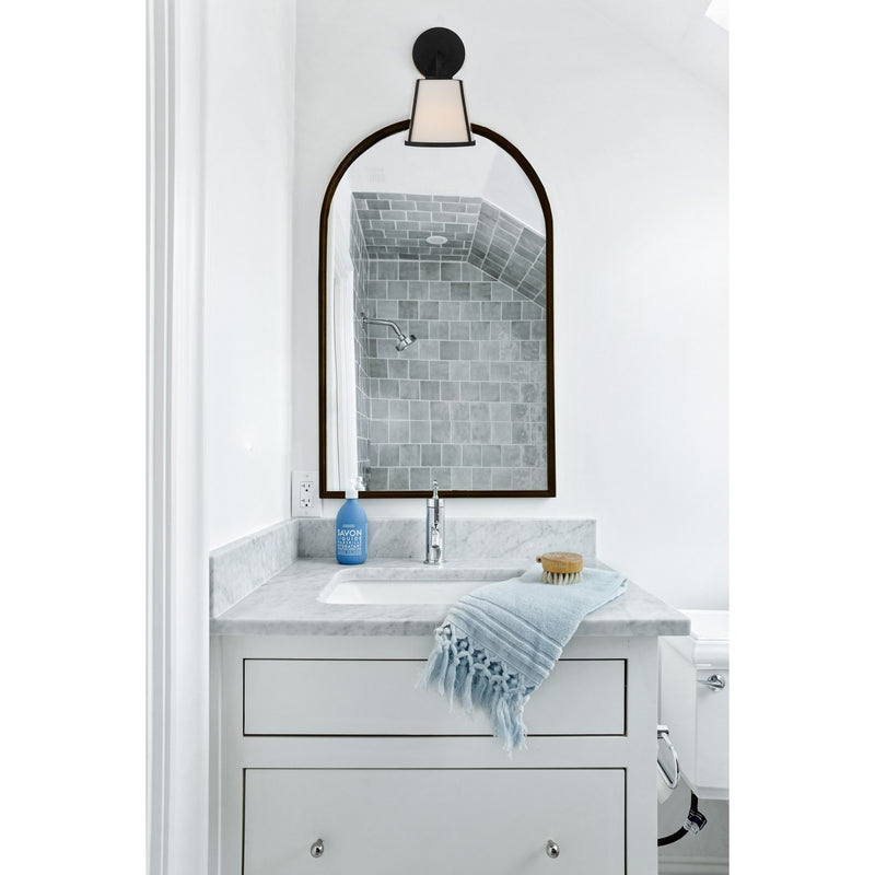Fulton 1 Light 6.25" Sconce in Black in a room setting
