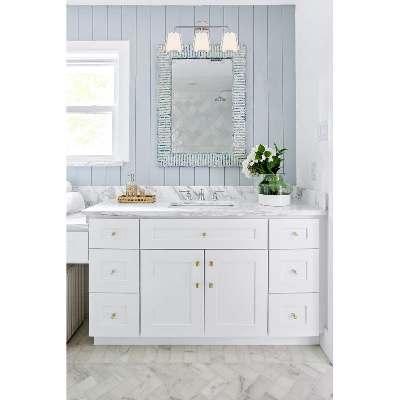 Fulton 3 Light 23.25" Bathroom Vanity in Polished Nickel in a room setting