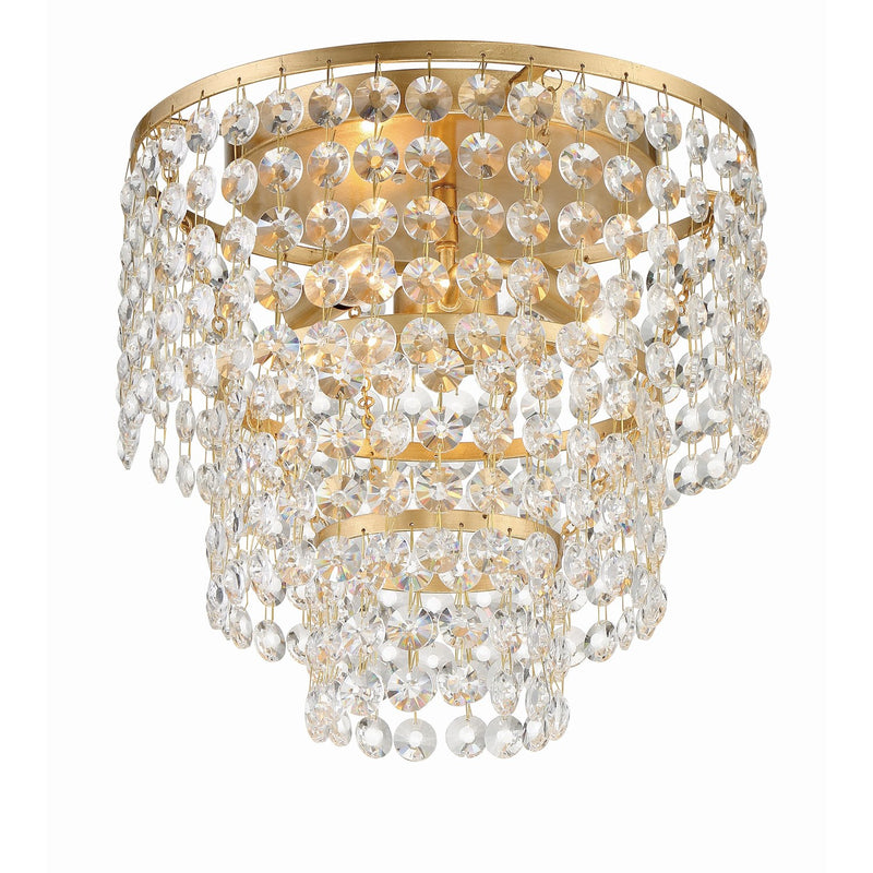 Gabrielle 3 Light 14" Flush Mount in Antique Gold