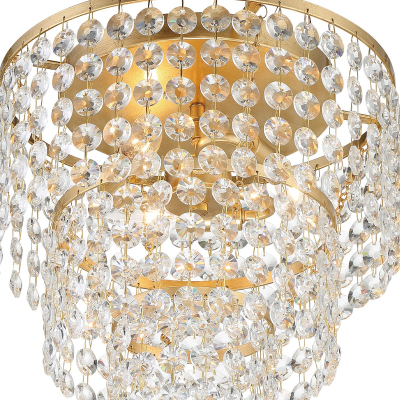 Gabrielle 3 Light 14" Flush Mount in Antique Gold