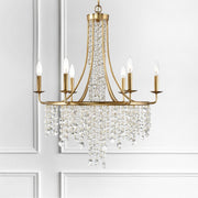 Gabrielle 6 Light 28" Chandelier in Antique Gold in a room setting