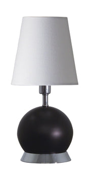 Geo 12" Ball Mini Accent Table Lamp in Black Matte with Chrome Accents