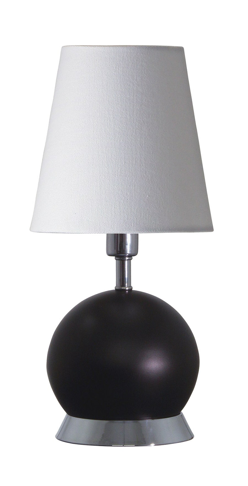 Geo 12" Ball Mini Accent Table Lamp in Black Matte with Chrome Accents