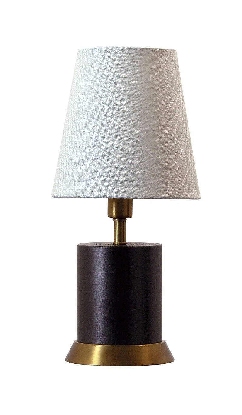 Geo 12" Cylinder Mini Accent Table Lamp in Mahogany Bronze with Weathered Brass Accents