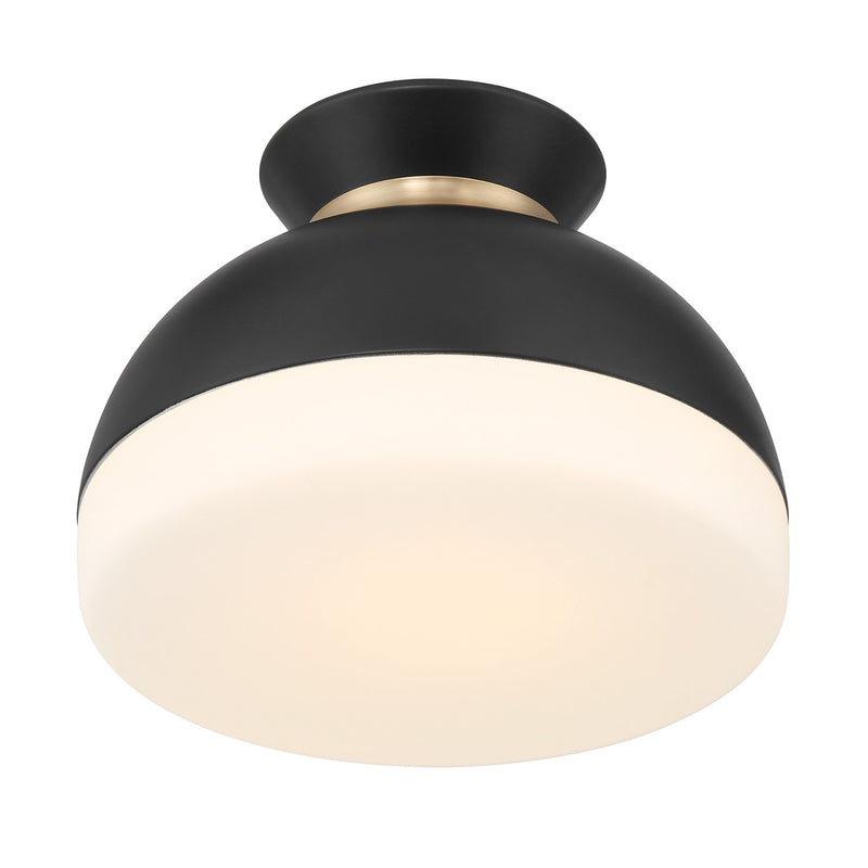 Gidget 1 Light 10.25" Flush Mount in Matte Black + Vibrant Gold