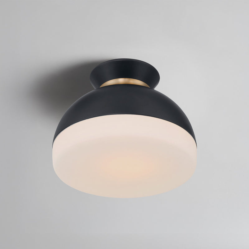 Gidget 1 Light 10.25" Flush Mount in Matte Black + Vibrant Gold in a room setting