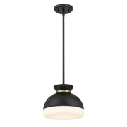 Gidget 1 Light 10.25" Pendant in Matte Black + Vibrant Gold