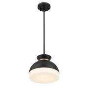 Gidget 1 Light 10.25" Pendant in Matte Black + Vibrant Gold