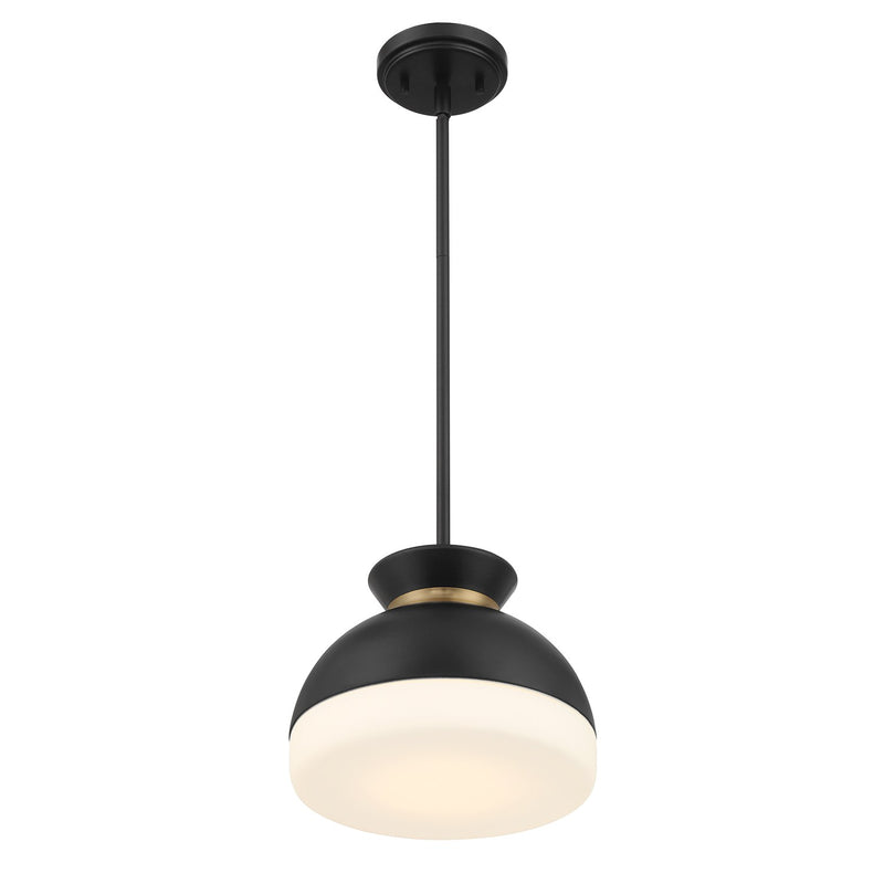 Gidget 1 Light 10.25" Pendant in Matte Black + Vibrant Gold