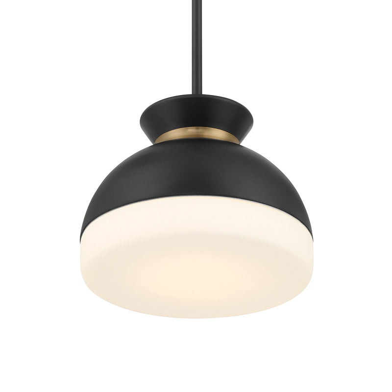Gidget 1 Light 10.25" Pendant in Matte Black + Vibrant Gold