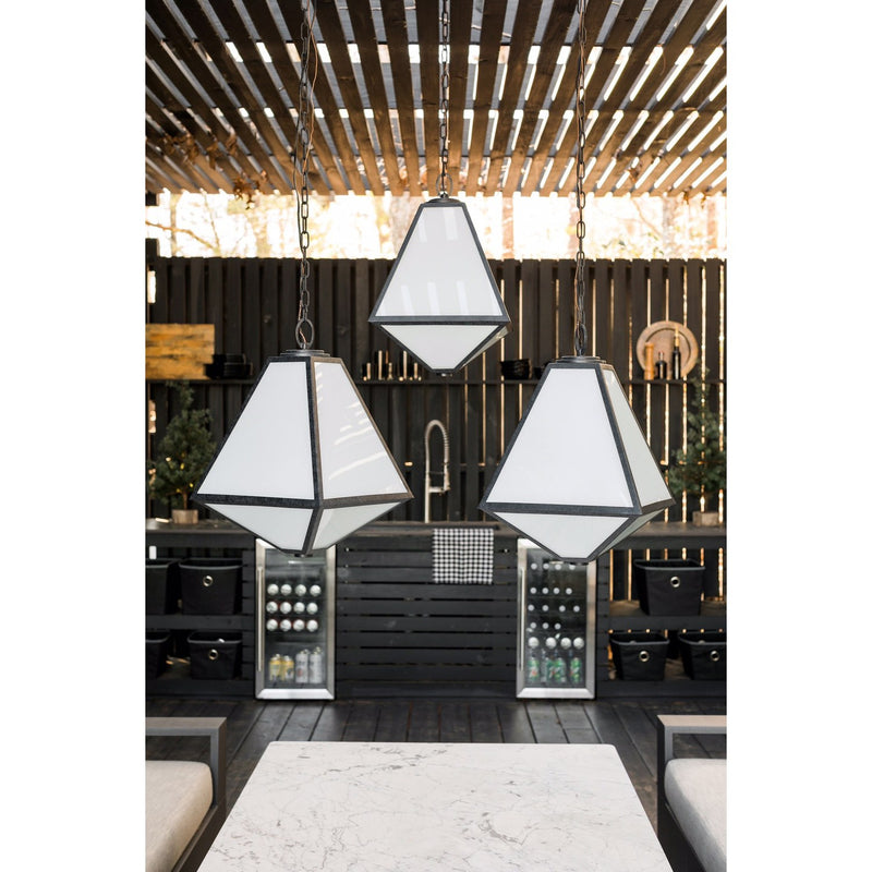 Glacier 3 Light 14" Outdoor Pendant in Black Charcoal in a room setting