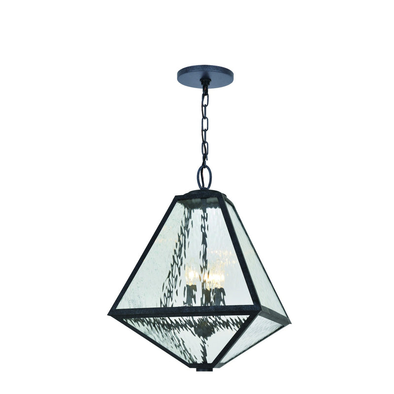 Glacier 3 Light 14" Outdoor Pendant in Black Charcoal