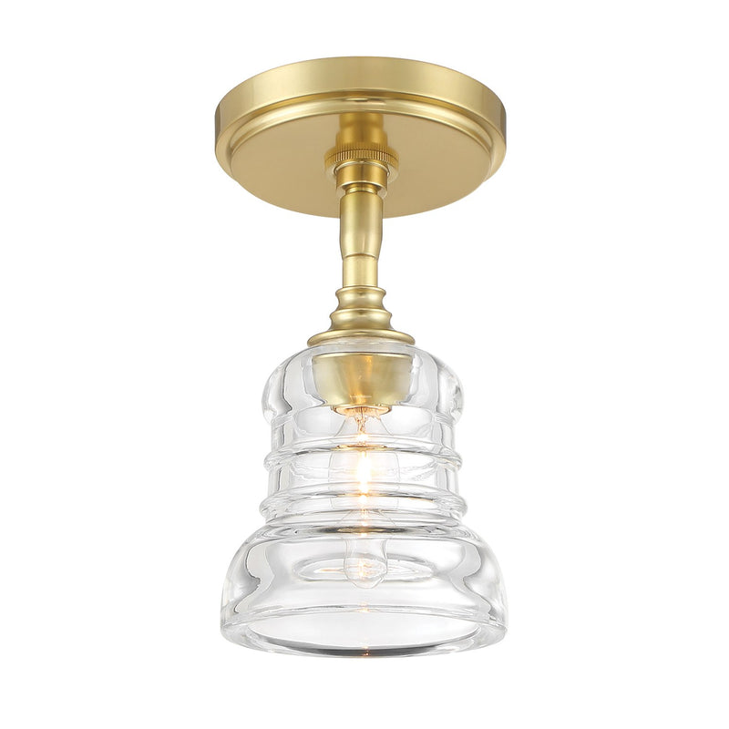 Gregory 1 Light 5" Semi Flush Mount in Aged Brass