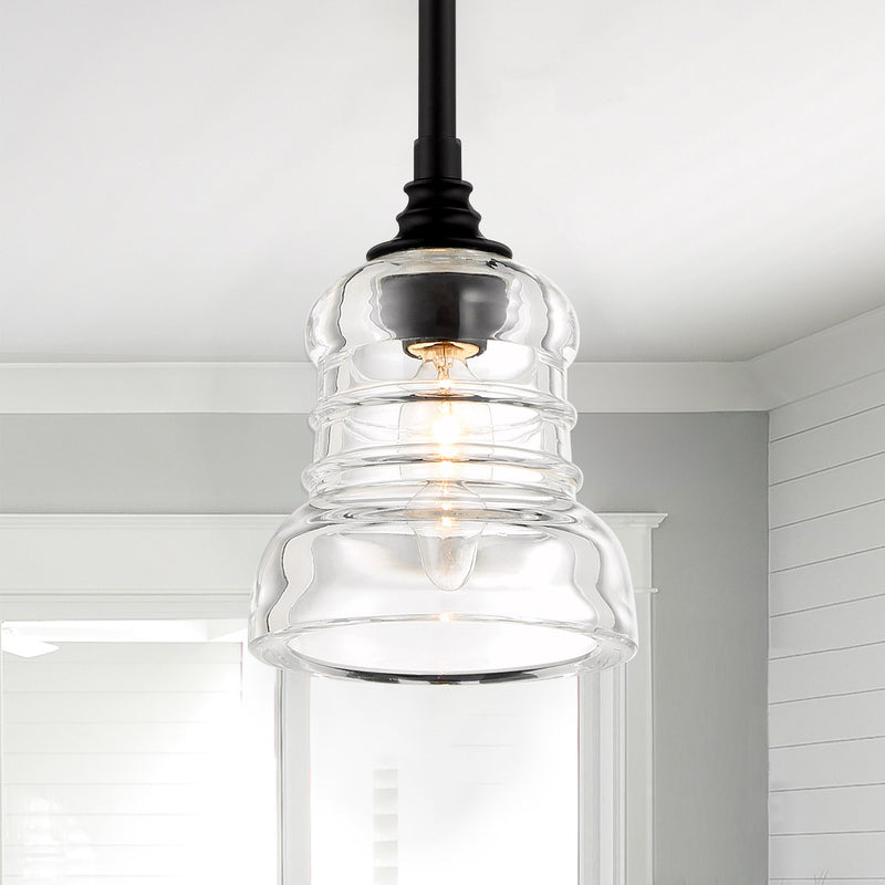 Gregory 1 Light 5" Pendant in Matte Black in a room setting