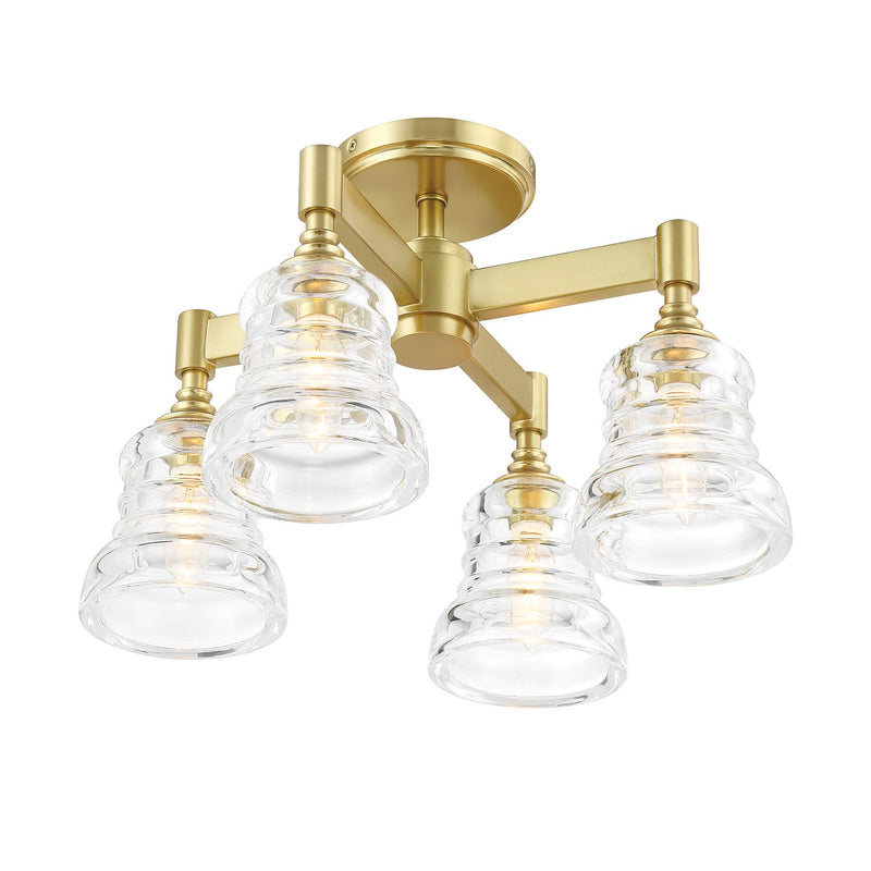 Gregory 4 Light 17.25" Semi Flush Mount in Aged Brass