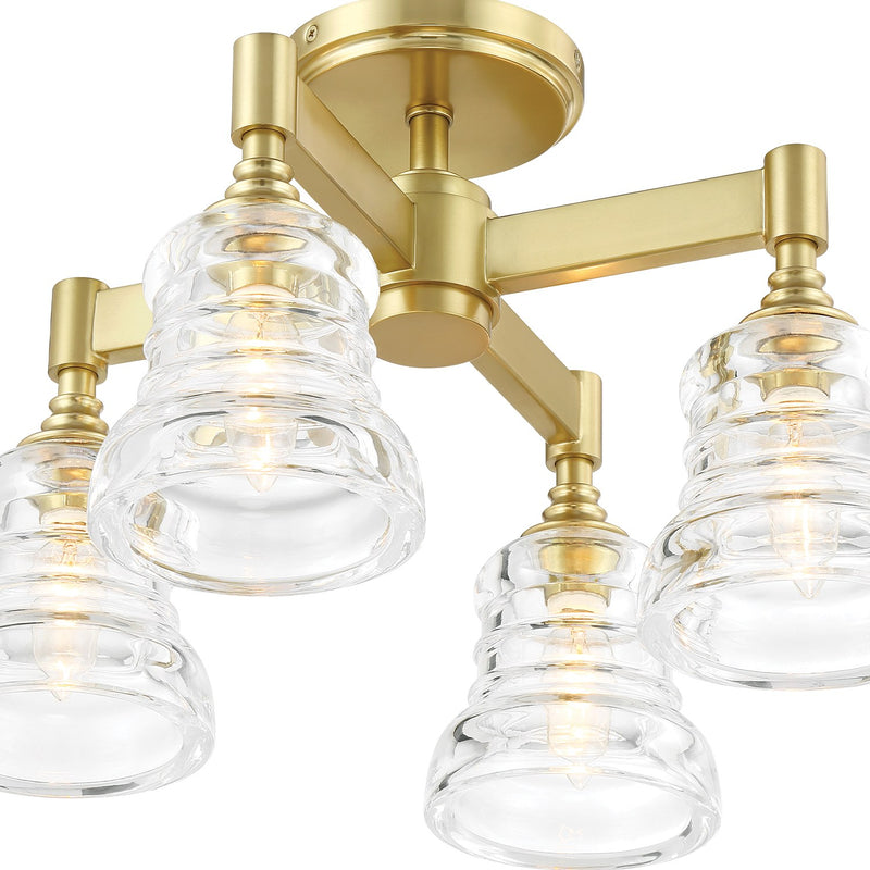 Gregory 4 Light 17.25" Semi Flush Mount in Aged Brass