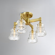 Gregory 4 Light 17.25" Semi Flush Mount in Aged Brass in a room setting