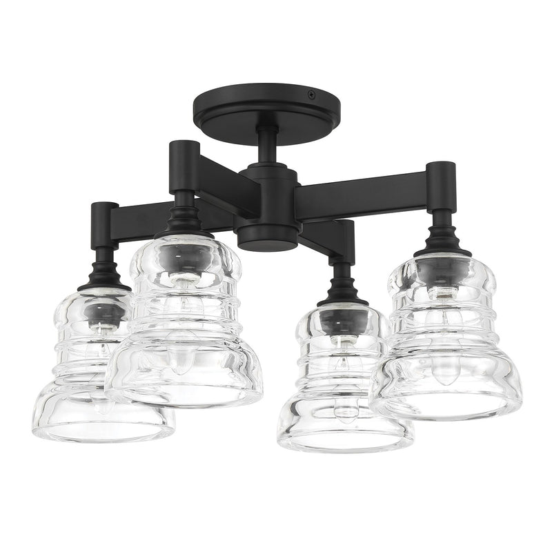 Gregory 4 Light 17.25" Semi Flush Mount in Matte Black