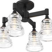 Gregory 4 Light 17.25" Semi Flush Mount in Matte Black