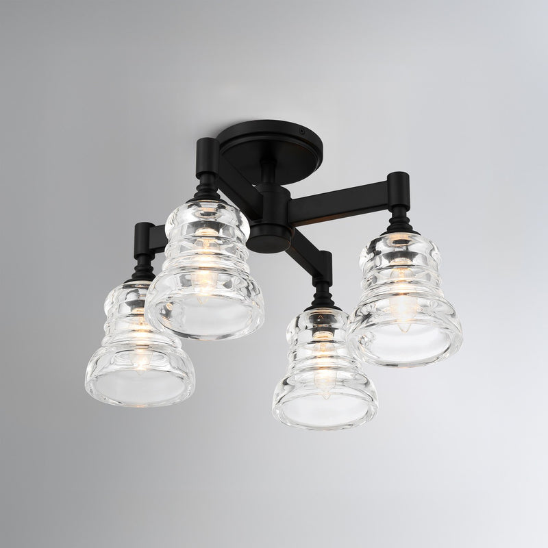 Gregory 4 Light 17.25" Semi Flush Mount in Matte Black in a room setting