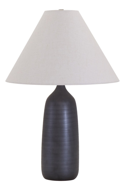 Scatchard 25" Stoneware Table Lamp with Tapered Hardback Shade in Black Matte