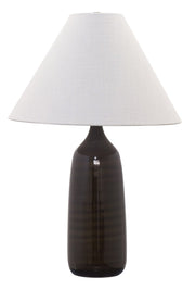 Scatchard 25" Stoneware Table Lamp with Tapered Hardback Shade in Brown Gloss