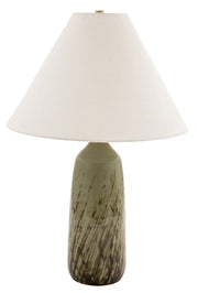 Scatchard 25" Stoneware Table Lamp with Tapered Hardback Shade in Decorated Celadon