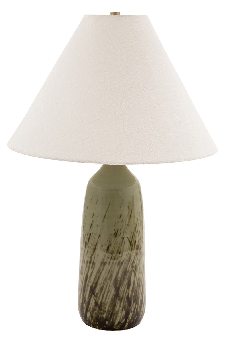 Scatchard 25" Stoneware Table Lamp with Tapered Hardback Shade in Decorated Celadon