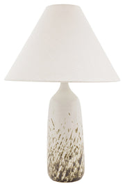 Scatchard 25" Stoneware Table Lamp with Tapered Hardback Shade in Decorated White Gloss