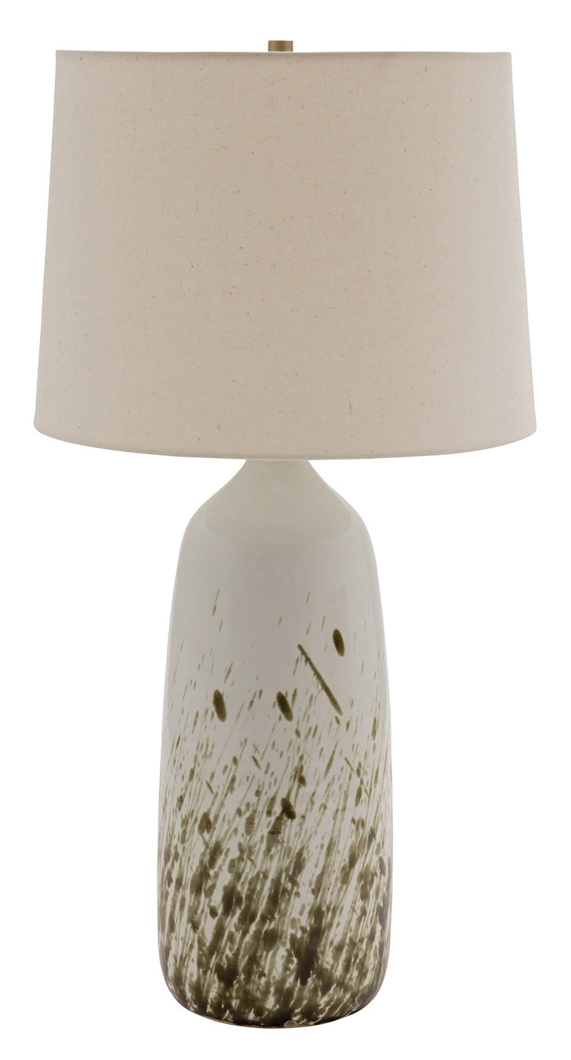 Scatchard 31" Stoneware Table Lamp in Decorated White Gloss