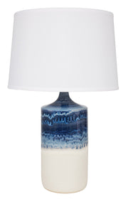 Scatchard 26" Stoneware Table Lamp with 16" White Linen Shade in Decorated White Matte