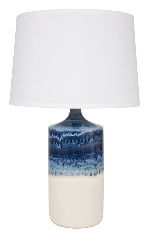 Scatchard 26" Stoneware Table Lamp with 16" White Linen Shade in Decorated White Matte