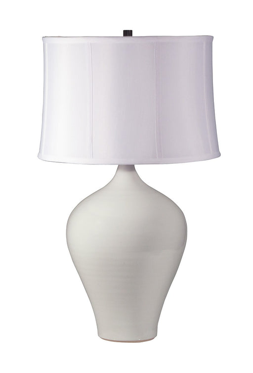 Scatchard 25" Stoneware Table Lamp with Linen Softback Shade in White Gloss