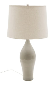 Scatchard 27" Stoneware Table Lamp with 15" Off-White Shade in Gray Gloss