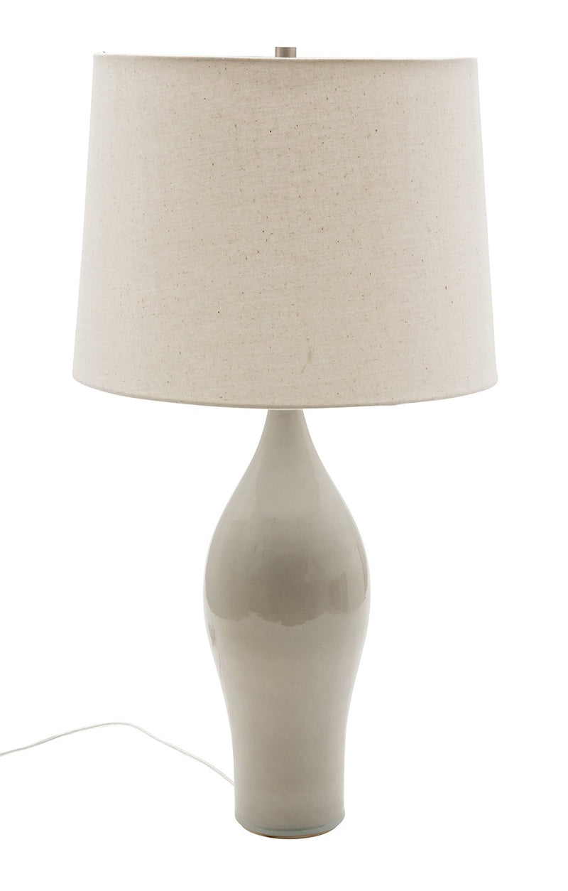 Scatchard 27" Stoneware Table Lamp with 15" Off-White Shade in Gray Gloss