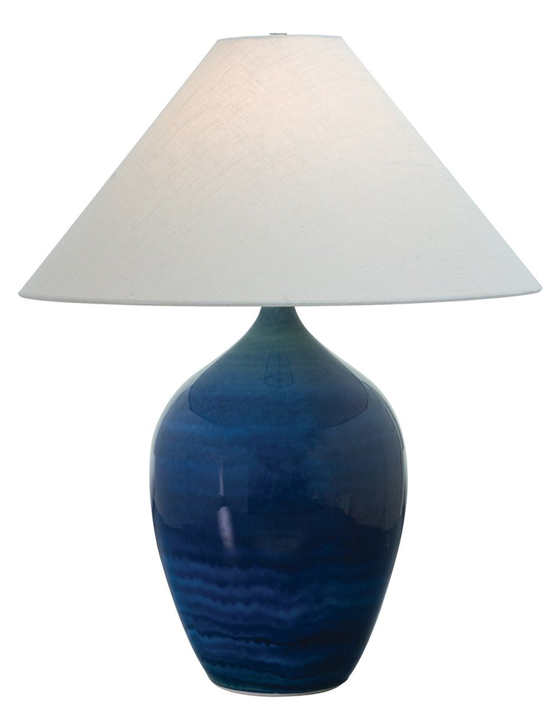 Scatchard 27" Stoneware Table Lamp with 21" Tapered Shade in Blue Gloss