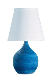 Scatchard 13.5" Stoneware Mini Accent Lamp in Blue Gloss