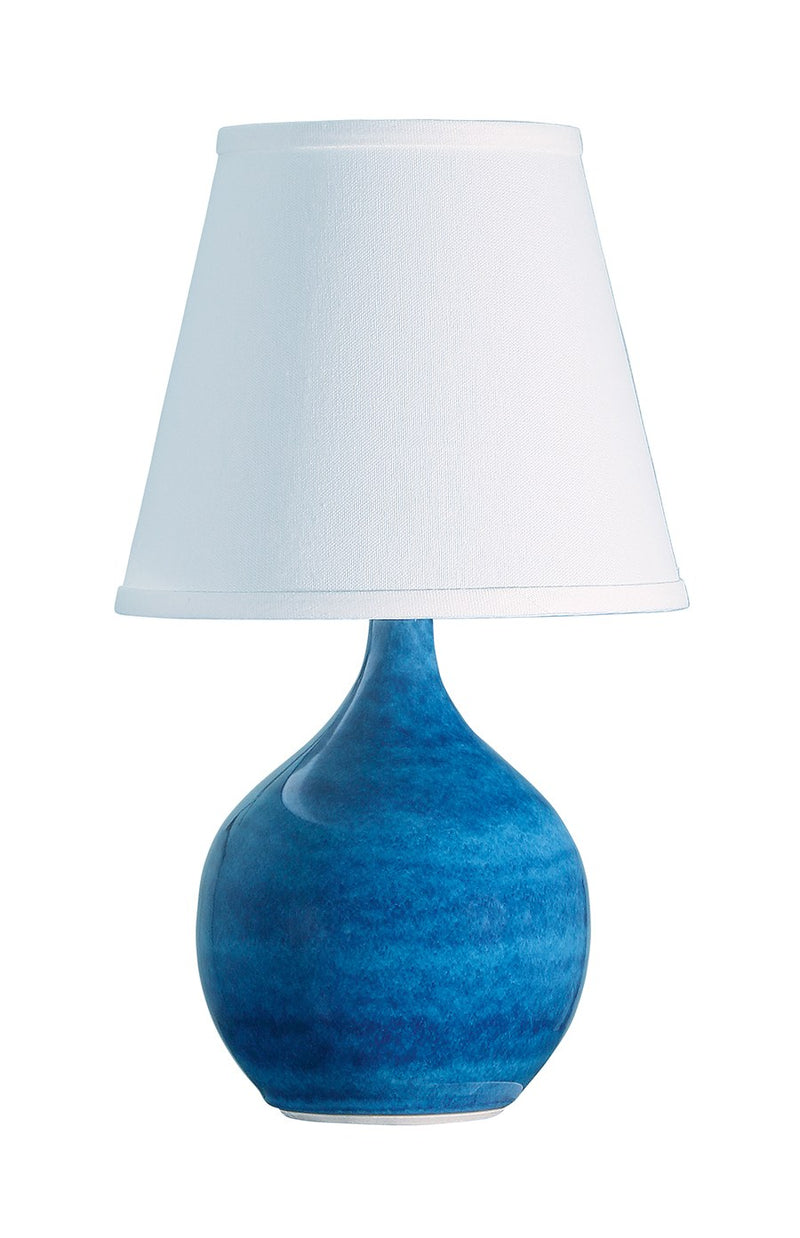 Scatchard 13.5" Stoneware Mini Accent Lamp in Blue Gloss