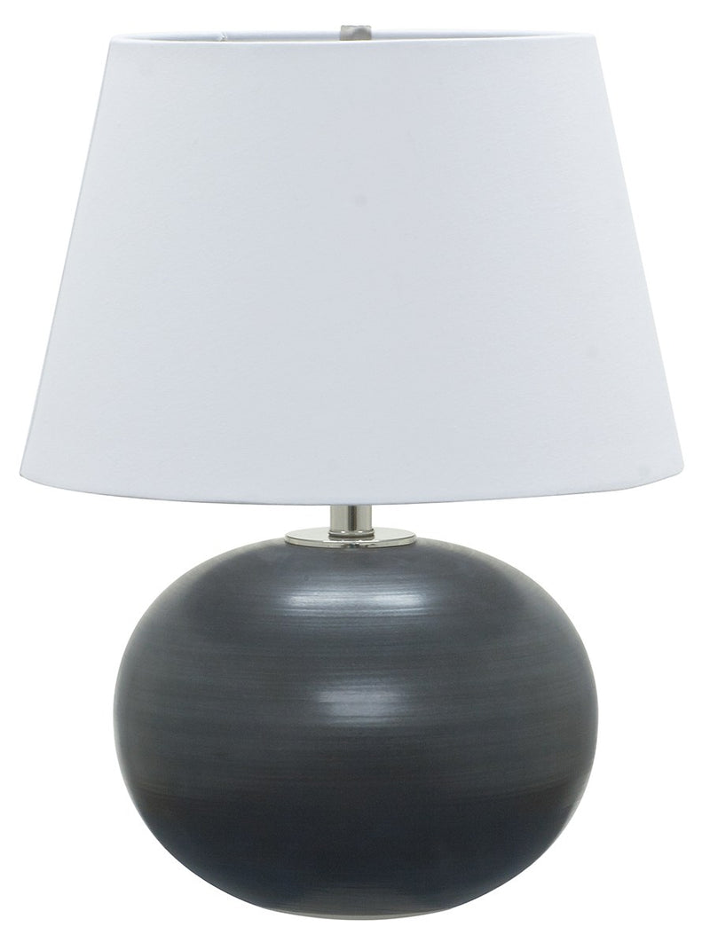 Scatchard 22" Stoneware Table Lamp with 15" White Linen Shade in Black Matte