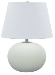 Scatchard 22" Stoneware Table Lamp with 15" White Linen Shade in White Matte