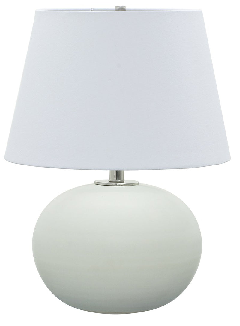 Scatchard 22" Stoneware Table Lamp with 15" White Linen Shade in White Matte