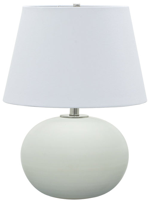 Scatchard 22" Stoneware Table Lamp with 15" White Linen Shade in White Matte