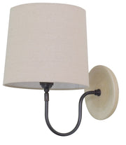 Scatchard Stoneware Swing Arm Wall Sconce with 9" Linen Shade in Oatmeal
