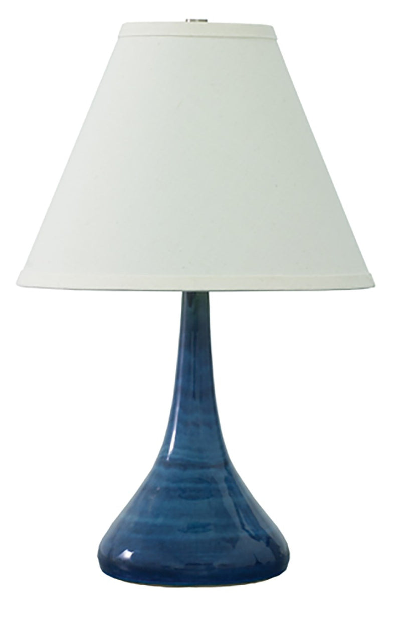 Scatchard 19" Stoneware Table Lamp with 12" Tapered Shade in Blue Gloss